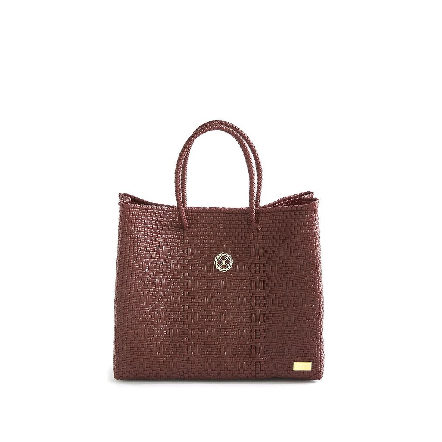 burgundy tote bag