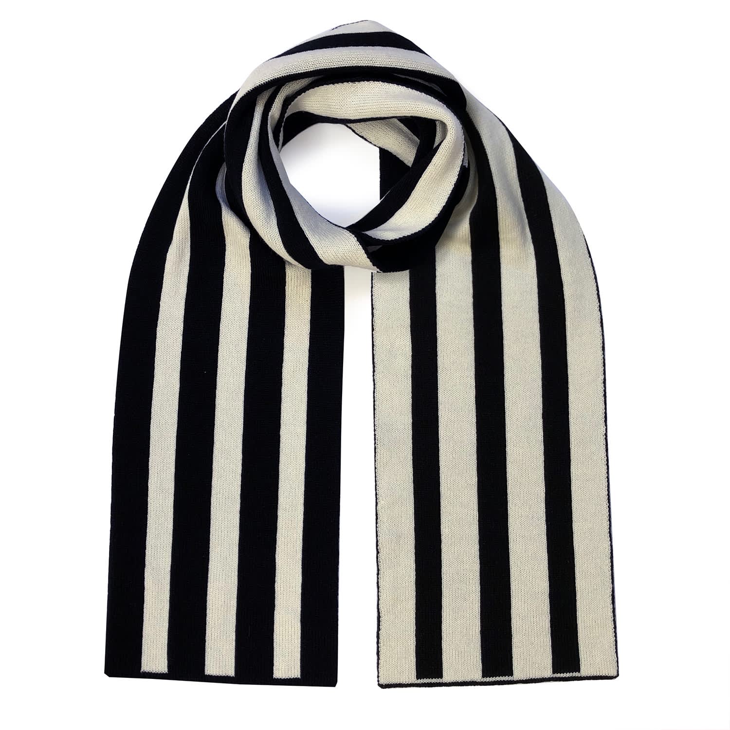 Stripes Wool & Cashmere Scarf Black | INGMARSON | Wolf & Badger