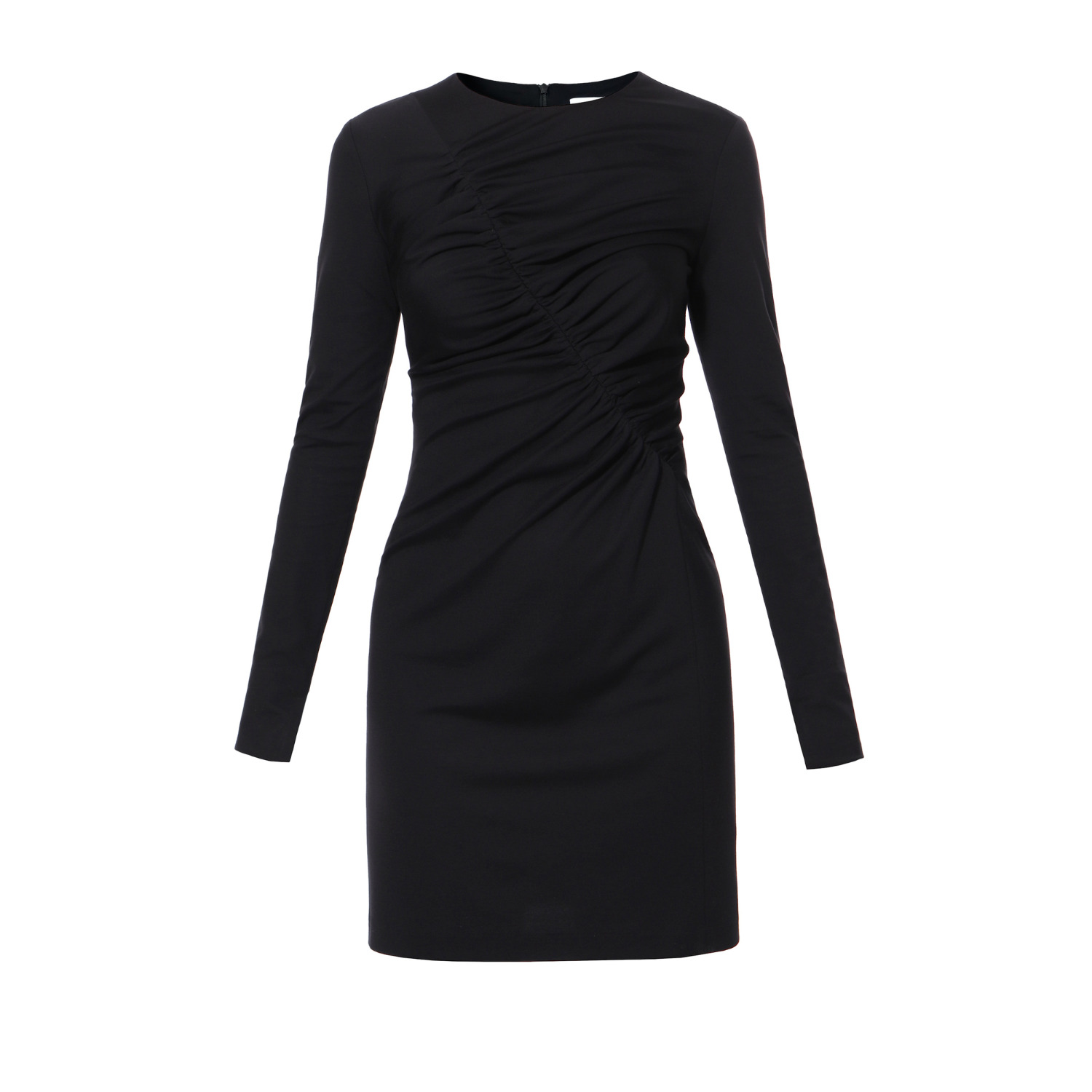 Women's Peggy Black Asymmetrical Mini Dress With Long Sleeves | Medium | Aggi by Halewski