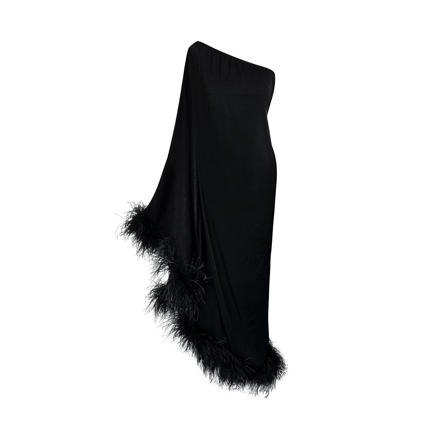 Star Black One Shoulder Party Romantic Feathers Dress | TOMA