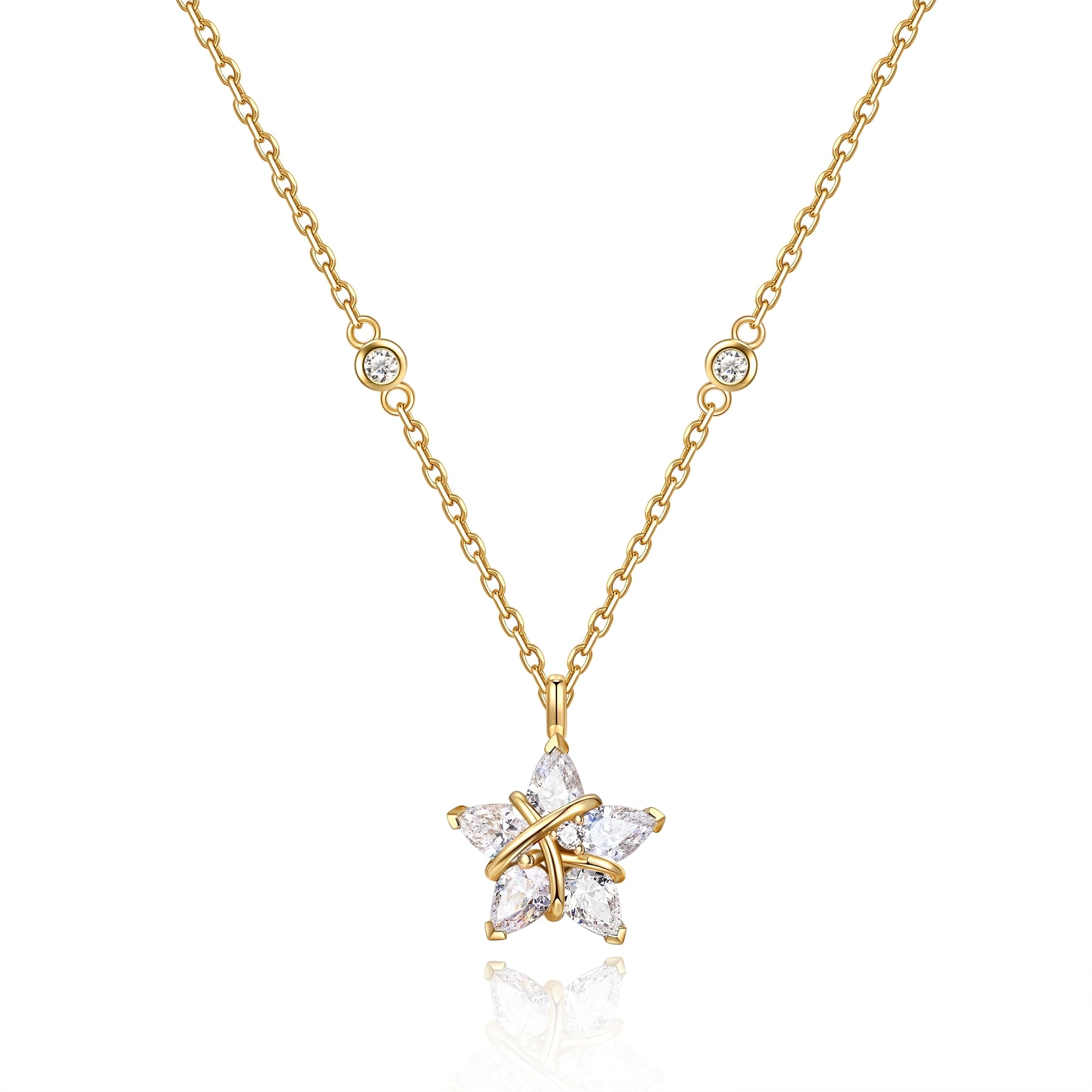 Fanci Me Women's Gold / White Ms Vega Twinkling Star Alpha Lyrae Sterling Silver Necklace - Yellow
