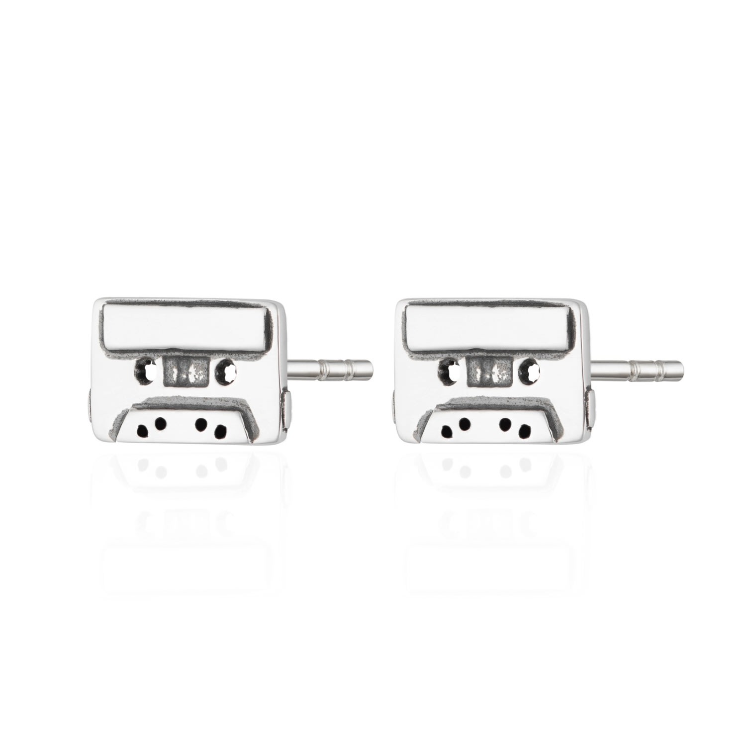 Scream Pretty Women's Silver Mix Tape Stud Earrings In Metallic