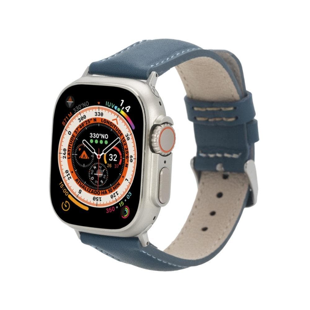 Leathere Women's Blue Leather Apple Watch Strap Classic In Blue/pink/purple