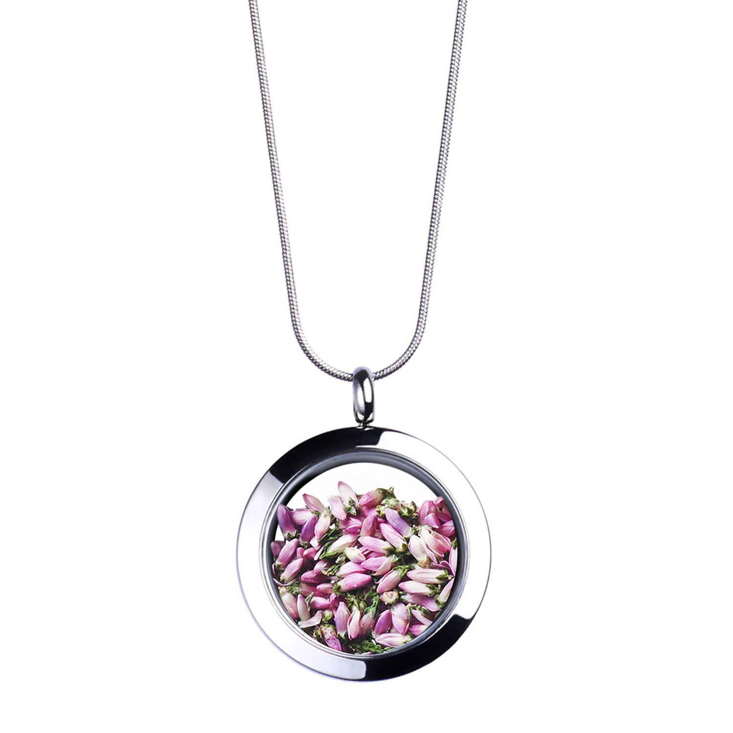 My Little Nature Women's Silver / Pink / Purple Designer Jewellery Handmade Pendant Necklace With Natural Scottish He