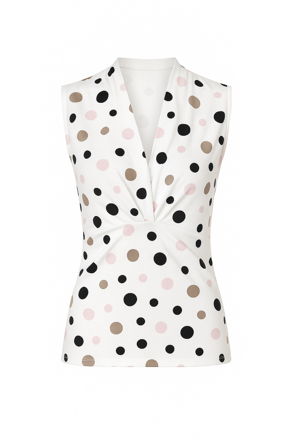 Conquista Women's Sleeveless Polka Dot Jersey Top In Viscose-elastane