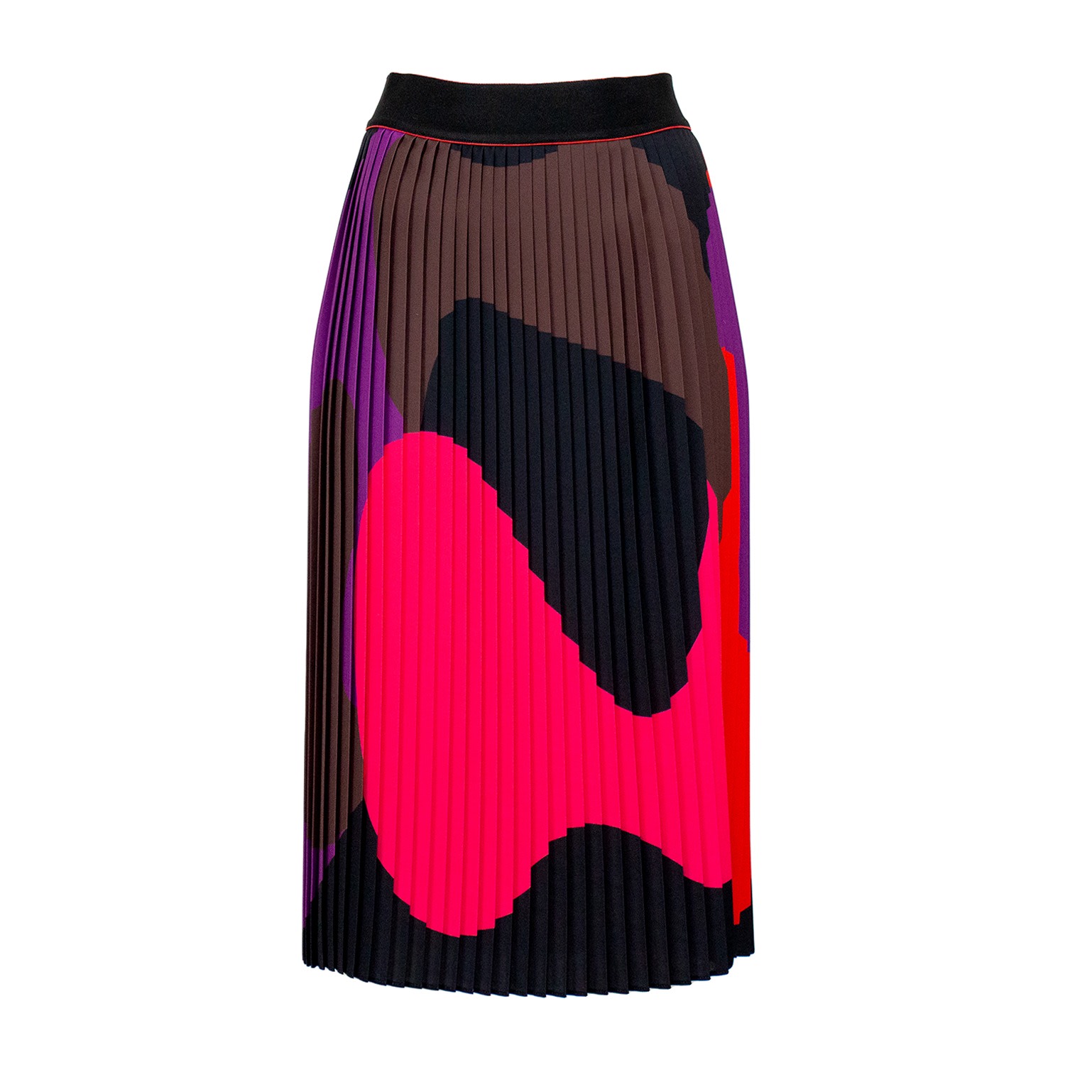 Lalipop Design Women's Colorful & Black Abstract Design Pleated Midi Skirt In Black