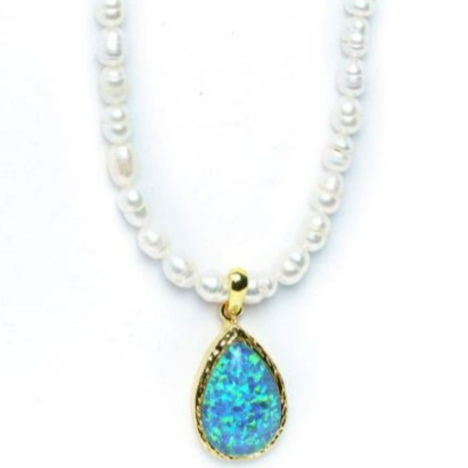 Women’s Blue / White / Gold Cherish Pearl Necklace -Blue,Green Eunoia Jewels