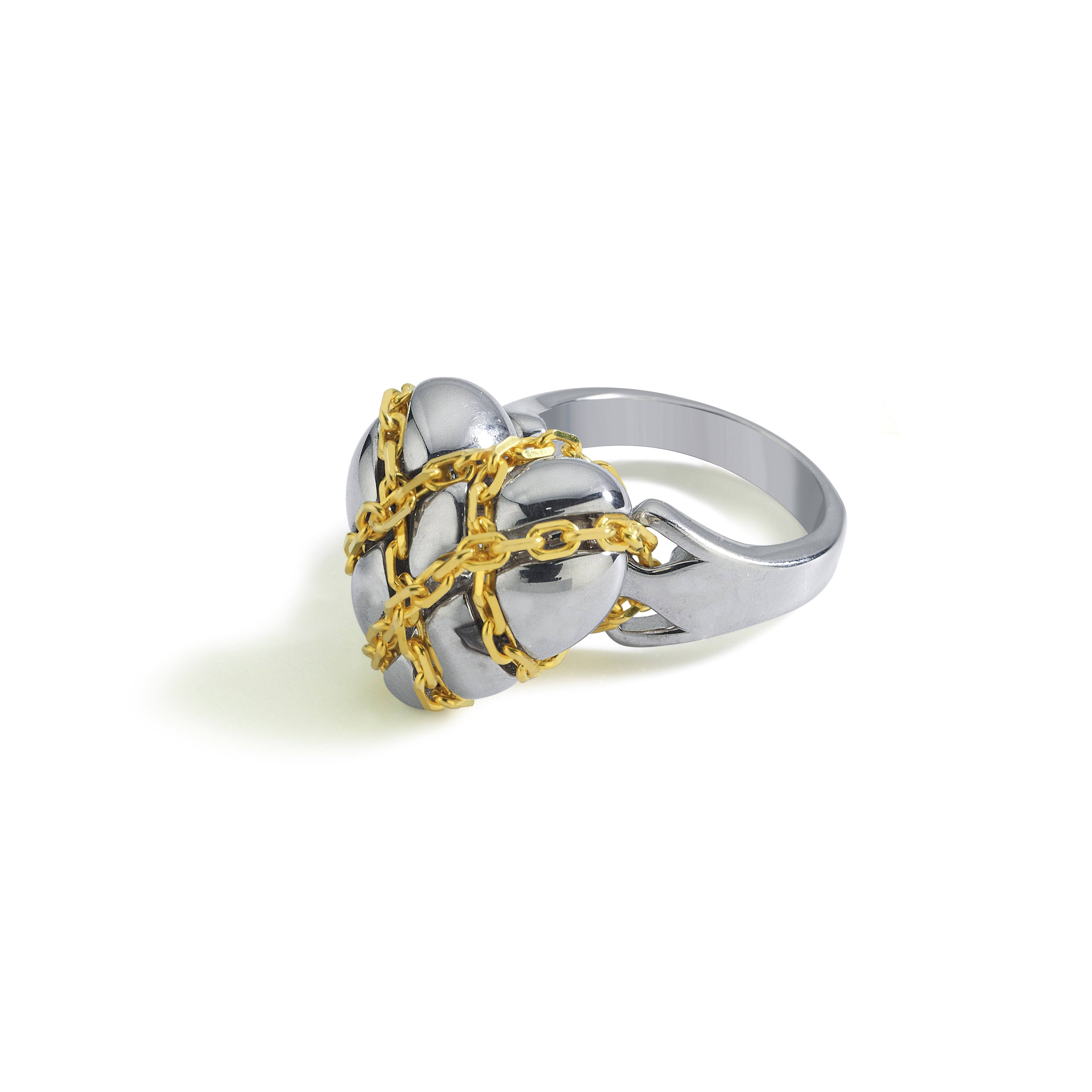 Mishka Women's Gold / Silver Chained Love Ring Silver And Gold In Multi
