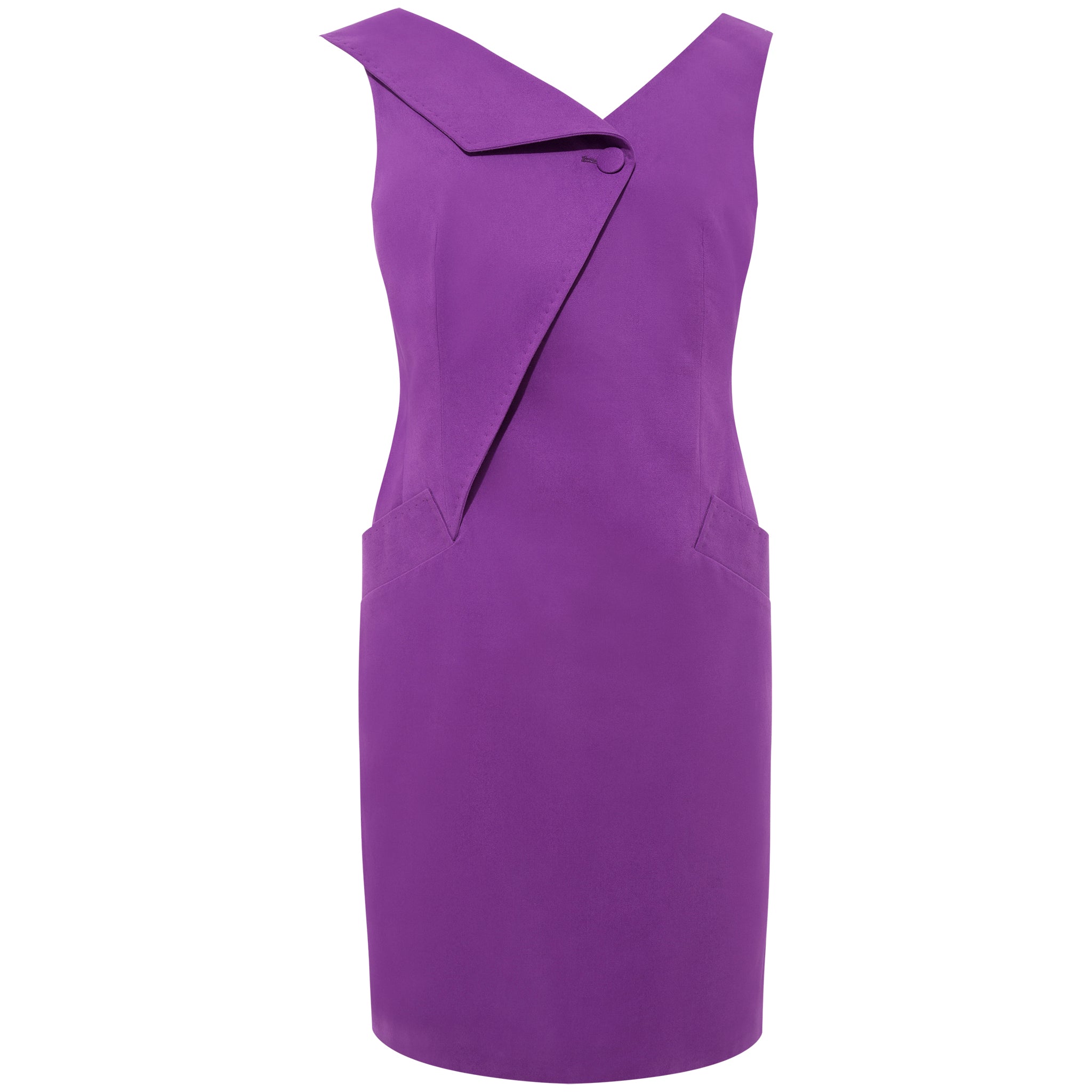 Women’s Pink / Purple Asymmetric Lapel Tailored Cotton Dress - Pink & Purple Medium Femponiq