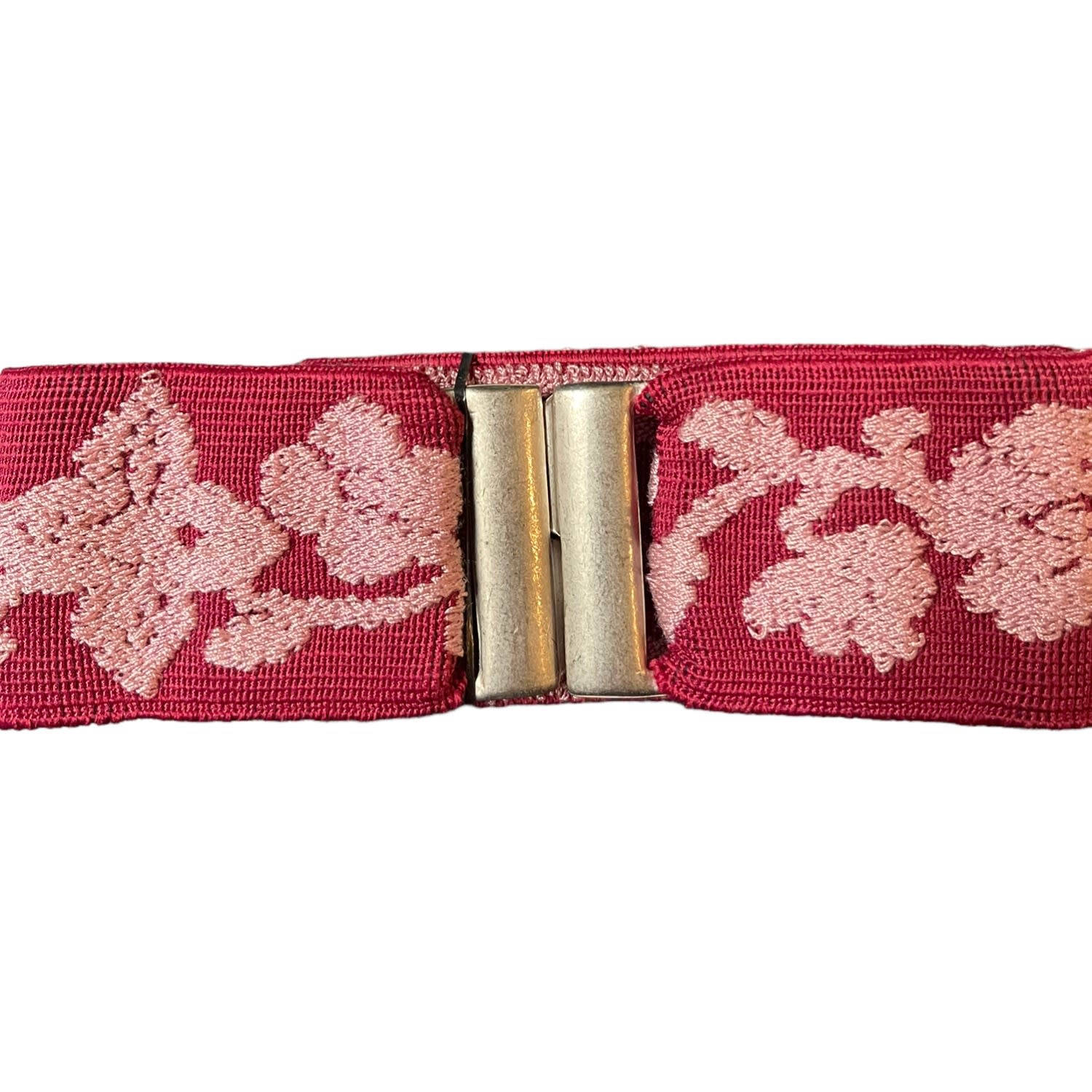 Women’s Red And Pink Flower Elastic Belt Small Lara Moti