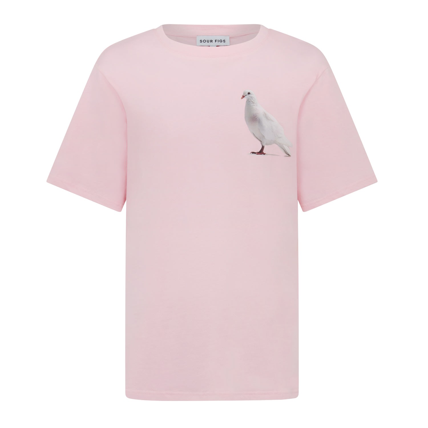 SOUR FIGS WOMEN'S STANDING DOVE PRINT UNISEX T-SHIRT IN PINK