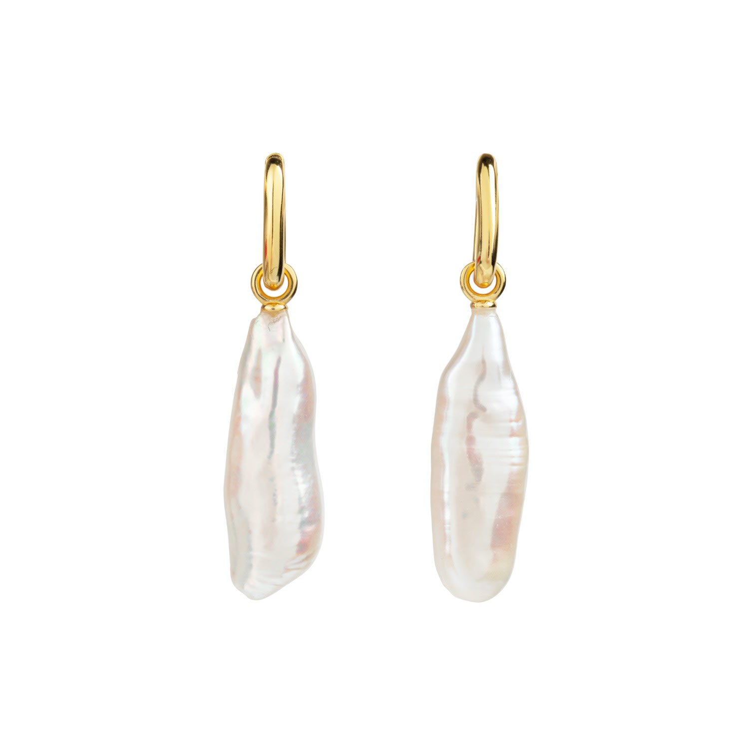 Ora Pearls Women's Aetia Long Baroque Pearl Hoop Earrings - Gold - Large In Gold
