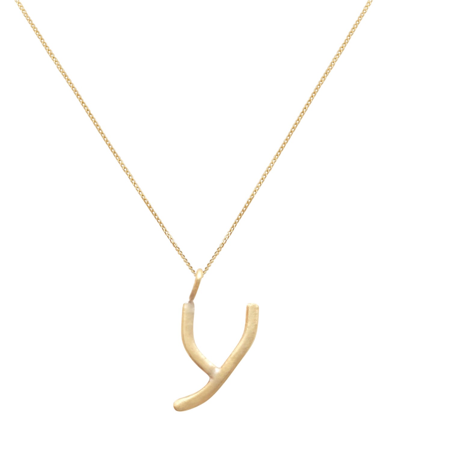 Lily Flo Jewellery Women's Solid Gold Letter Y Pendant Necklace