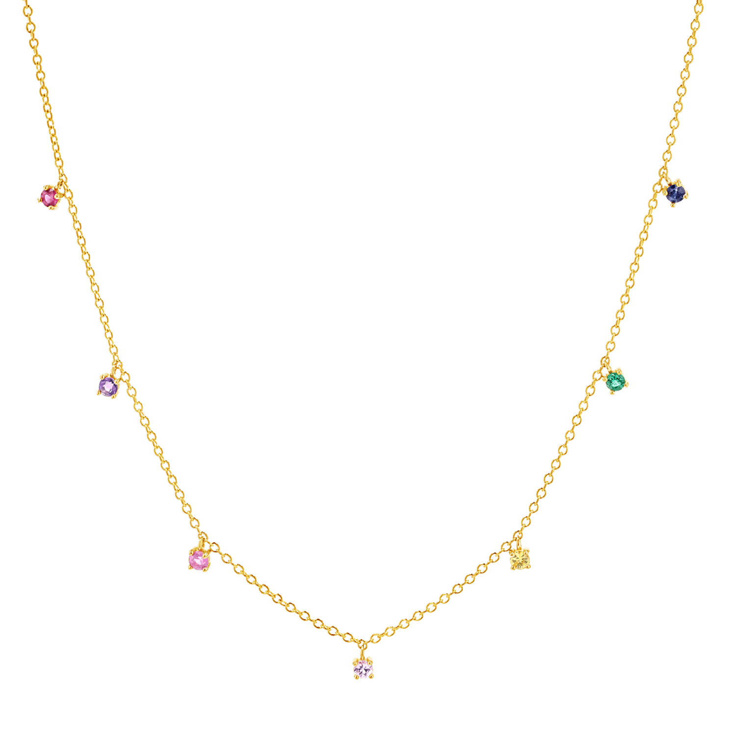 Gold Trip Women's Rainbow Multi Gemstone Necklace In Gold