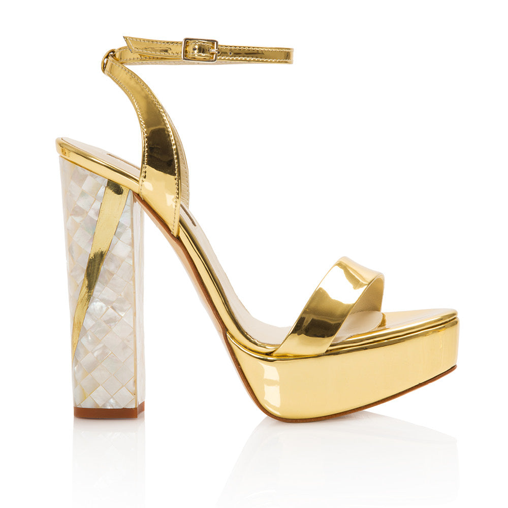 Women’s Gold / White Tyra Couture Heels 3 Uk Freya Rose