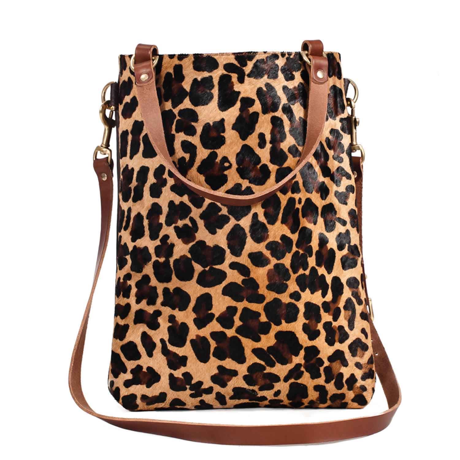 leather and leopard print bag