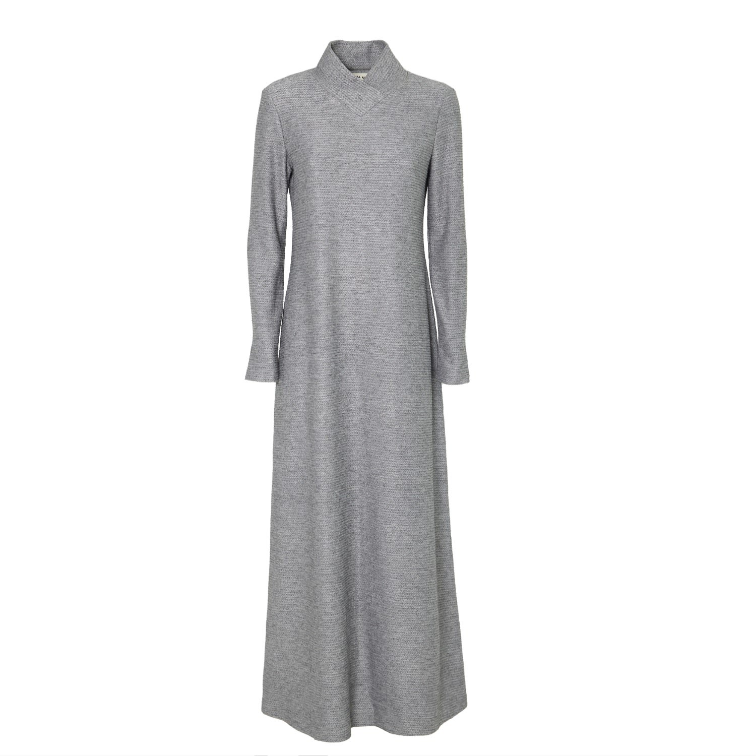 Women’s Textured Knit Floor-Length Long Sleeve Dress Grey Extra Small Julia Allert