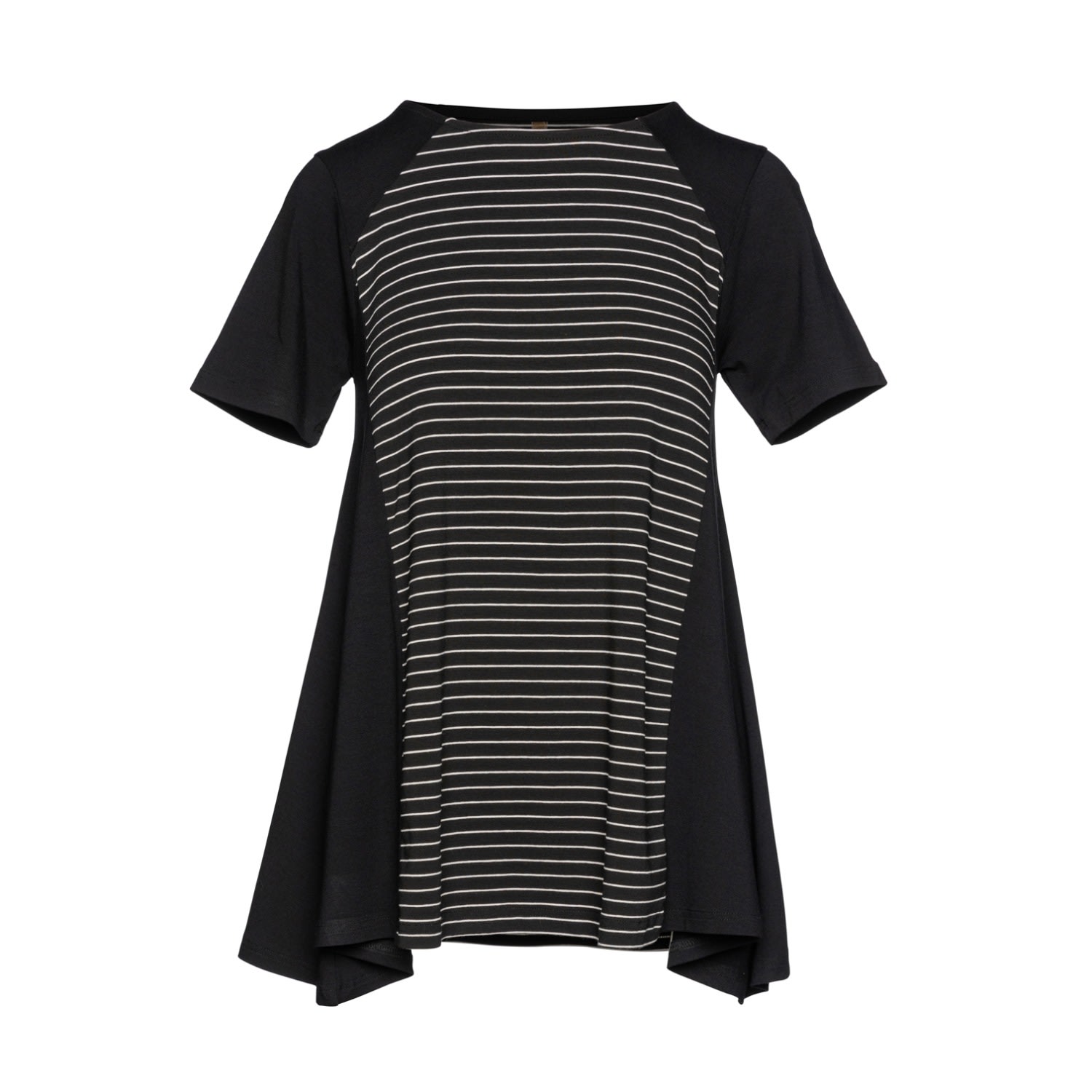 Women’s Black / White Black Short Sleeve Top With Stripe Detail Small Conquista