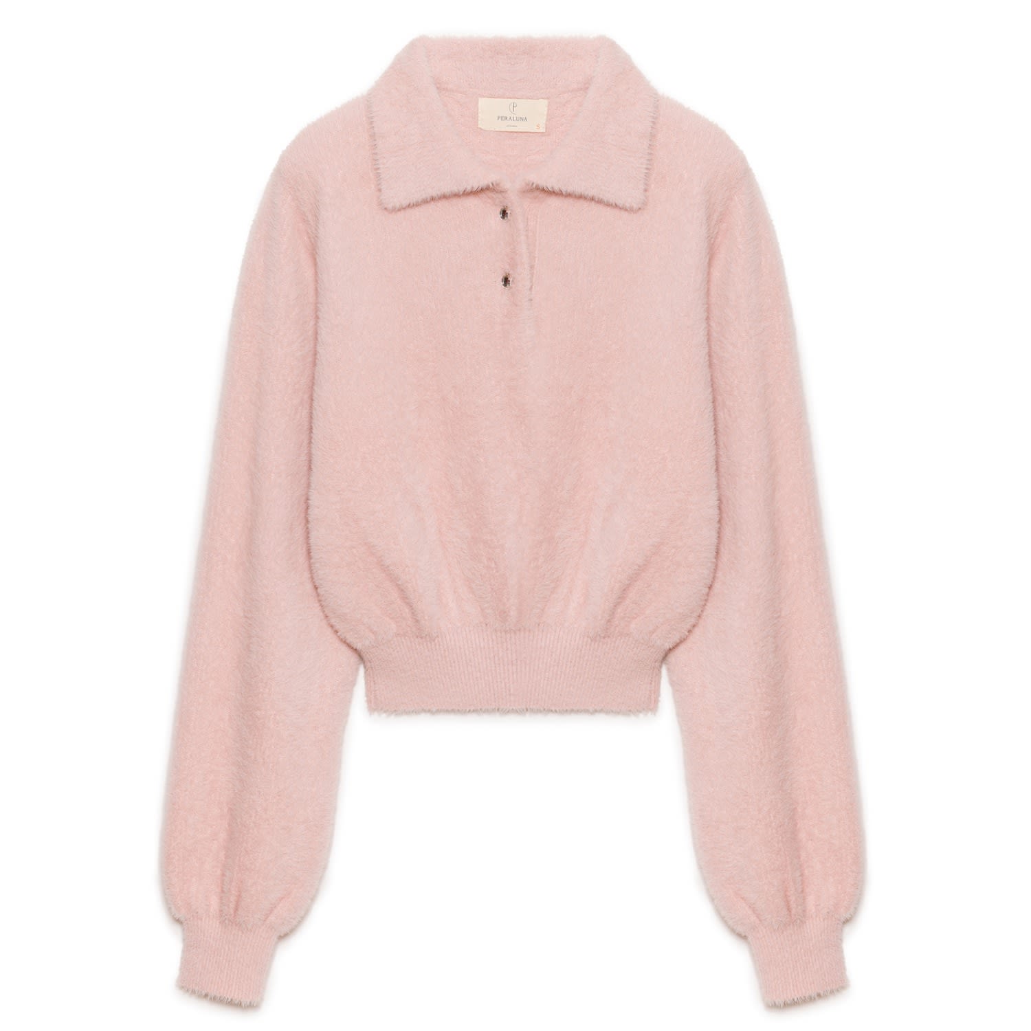 Peraluna Women's Pink / Purple Lucy Polo-neck Crop Knit Blouse In Light Pink In Pink/purple