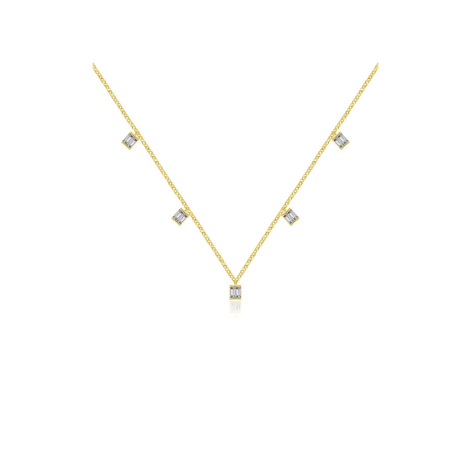 Genevieve Collection Women's 18k Yellow Gold Rhombus Shape Diamond Necklace / Choker In Yellow