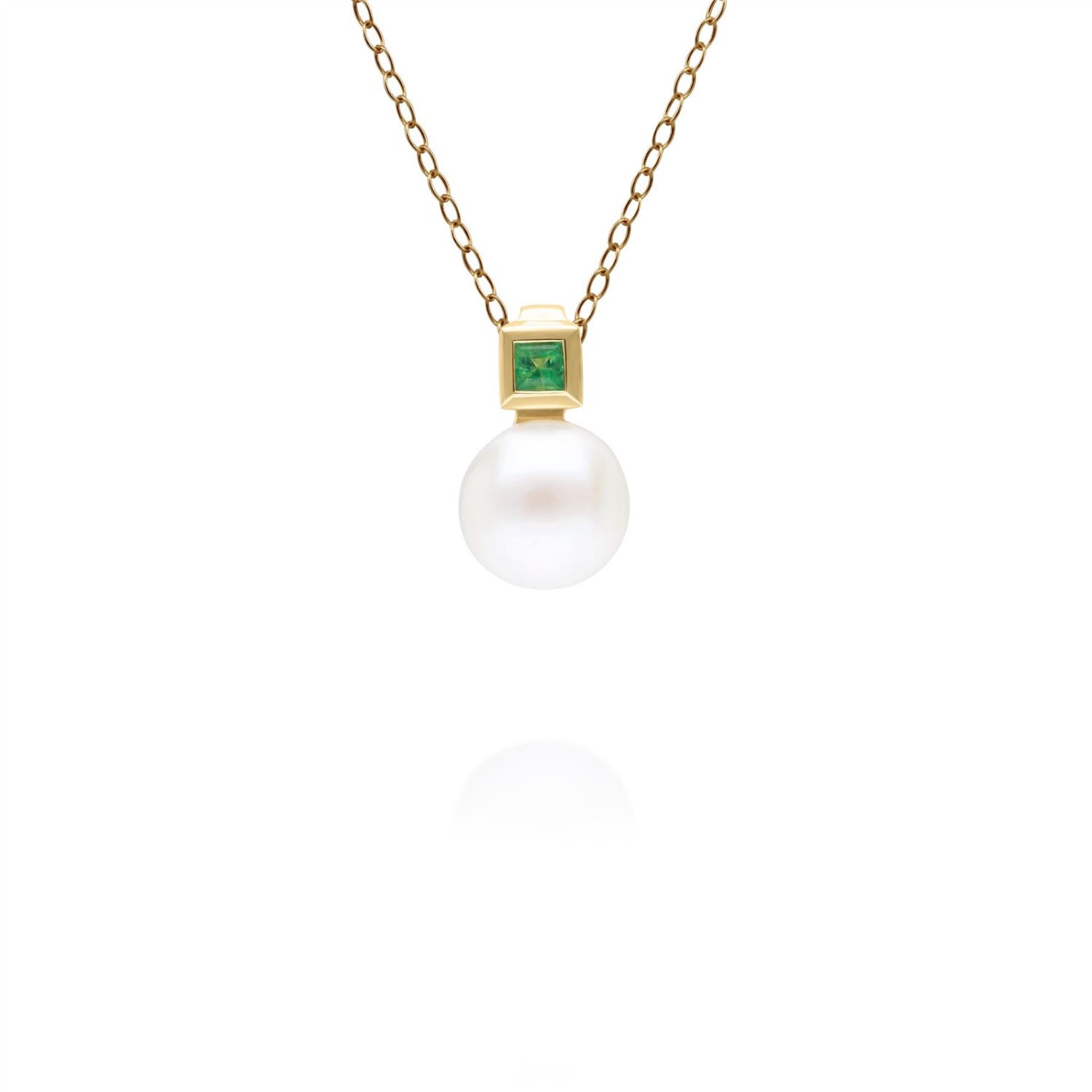 Women’s Gold / Green Pearl & Square Emerald Pendant In Yellow Gold Gemondo