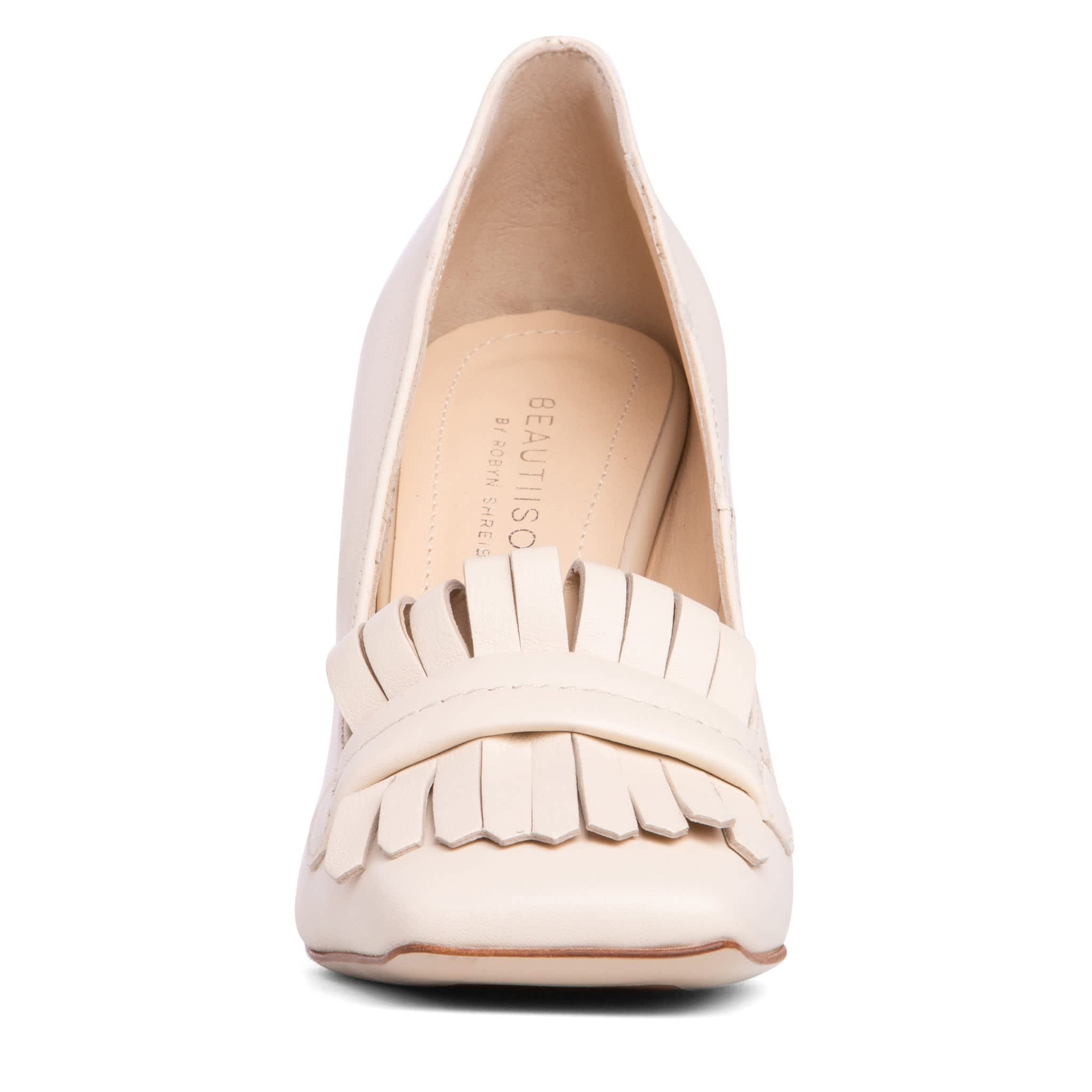 Loretta Off White Wedding Comfortable Block Heel Work Party Evening Bridal Pump Beautiisoles by Robyn Shreiber Made In Italy Wolf Badger