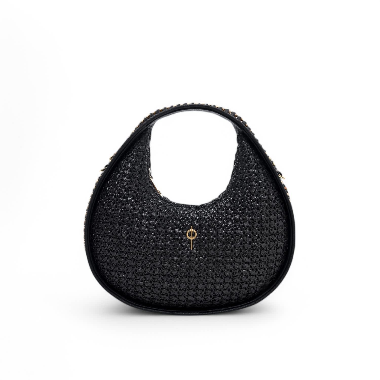 Otrera Women's Round Chain Bag Straw Black