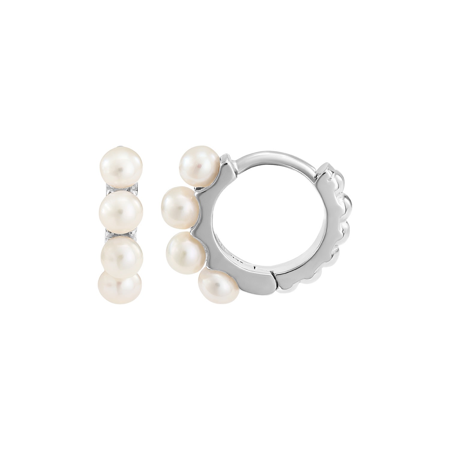 Women’s Silver Small White Pearl Huggie Hoops Dower & Hall