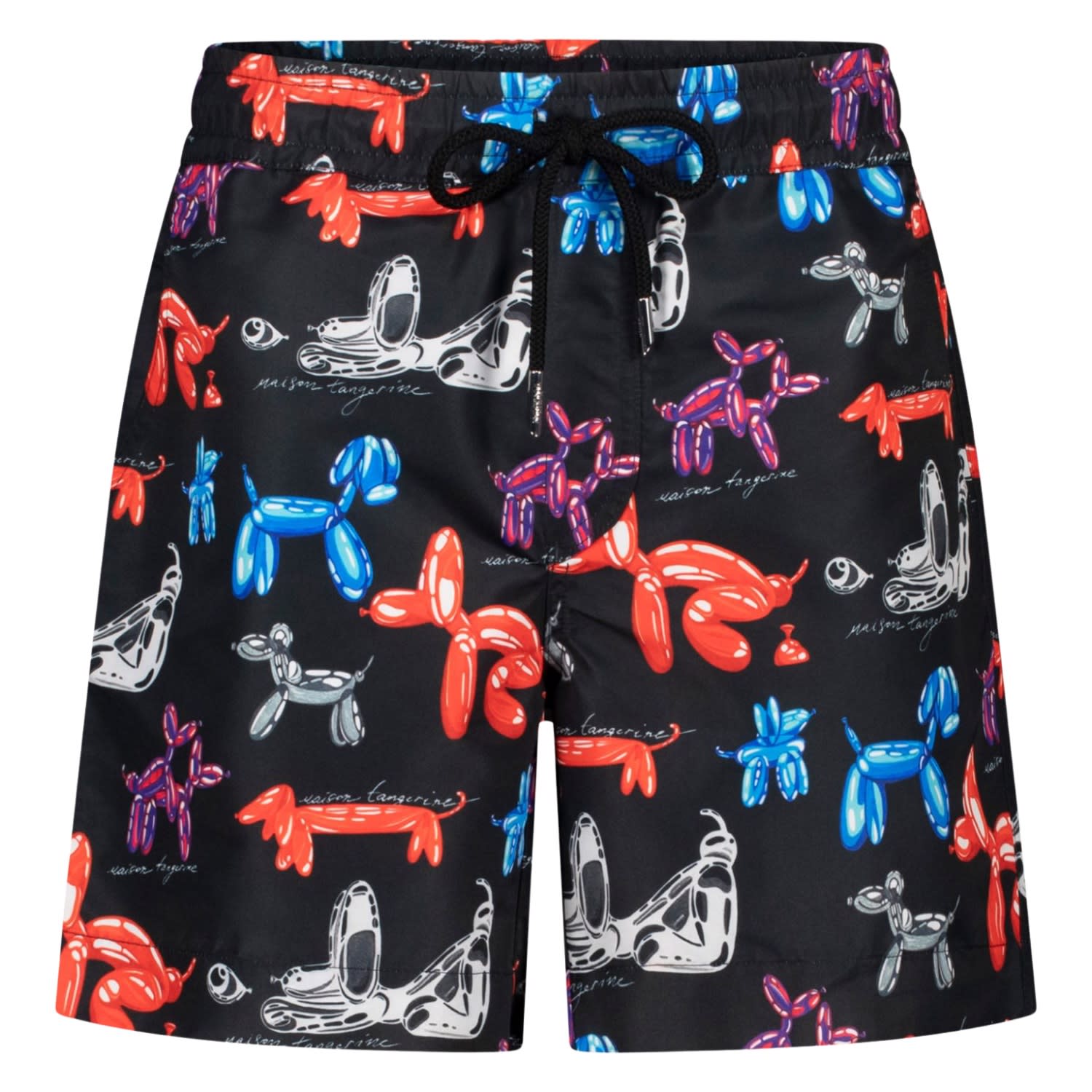 Men's Black Men's Crazy Dogs Swim Shorts | Extra Large | Maison Tangerine