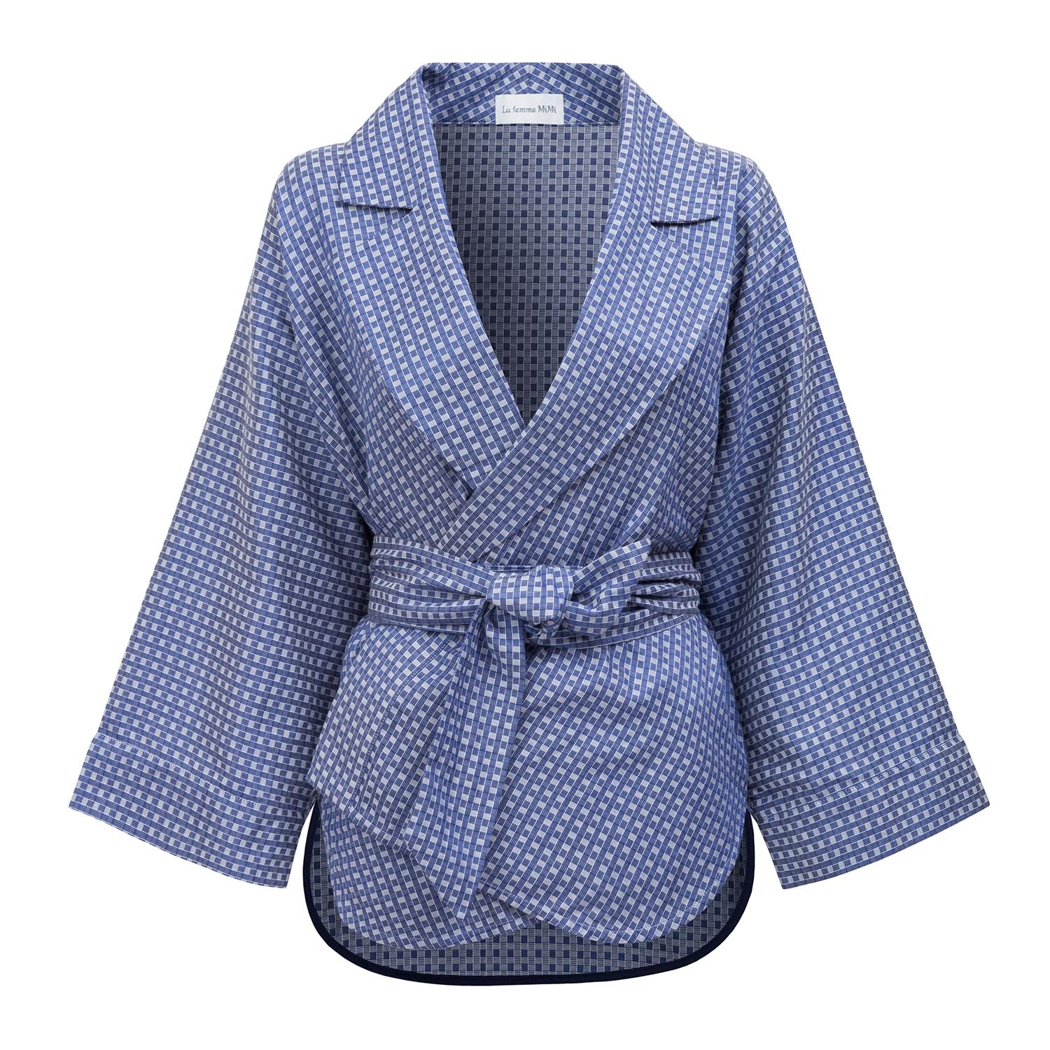 La Femme Mimi Women's Blue / White The Blue Sky Kimono Blouse In Multi