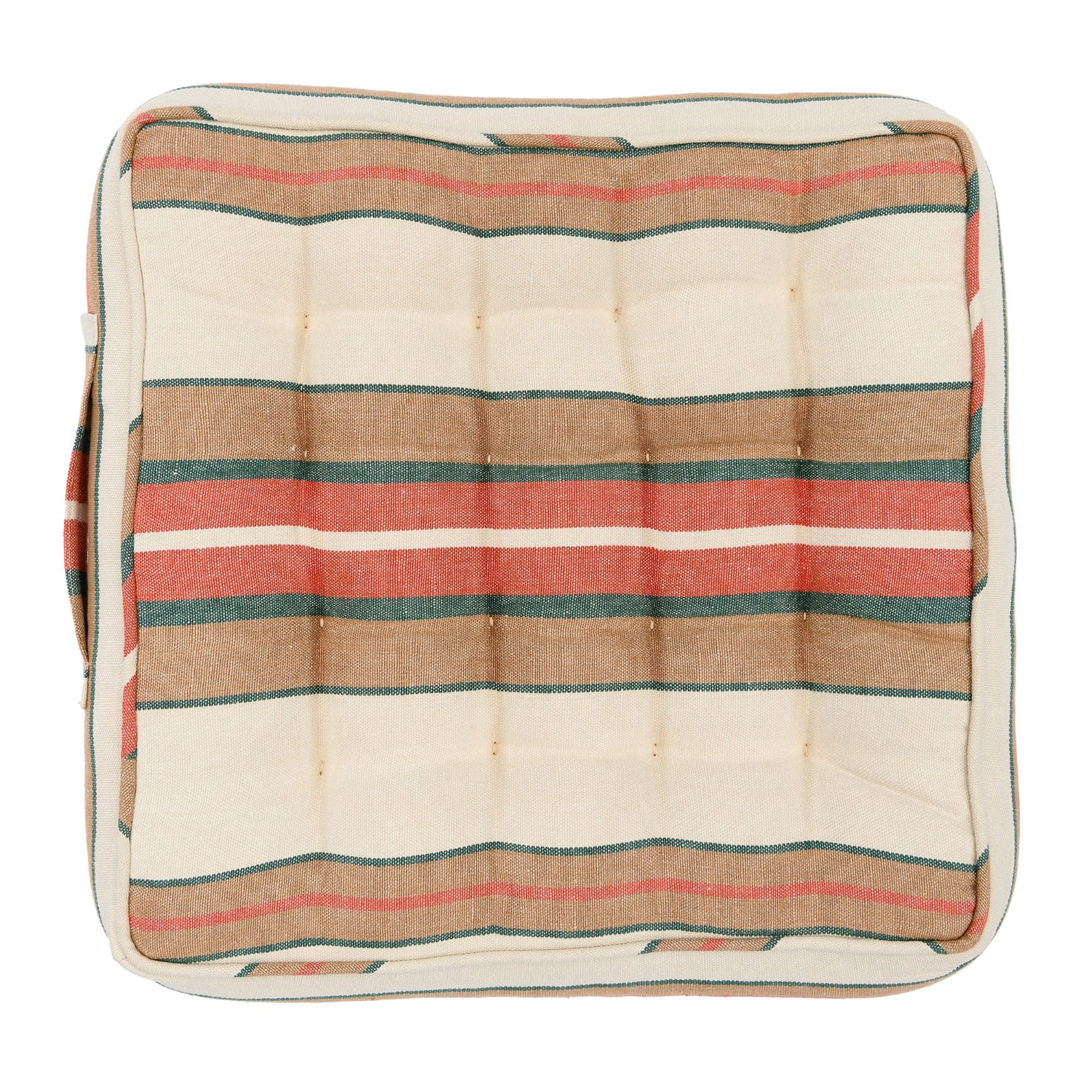 Green / White / Brown Herina Stripe Linen Chair Cushion By Mindthegap