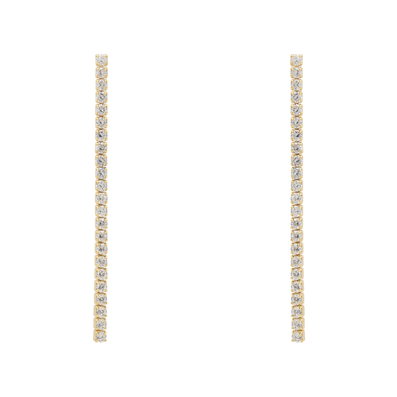 Women’s Gold / White Single Strip Drop Cz Earrings Gold Latelita