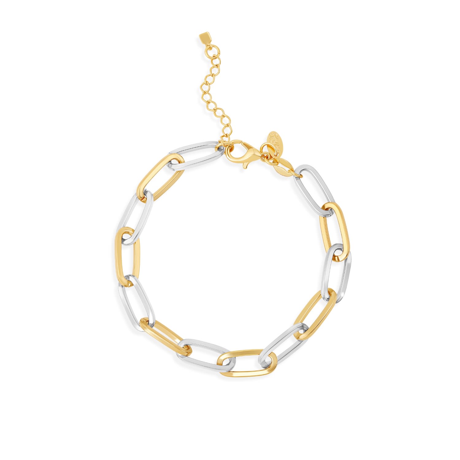 Shymi Women's Silver / Gold Ten Mm Two Tone Oval Paper Clip Bracelet