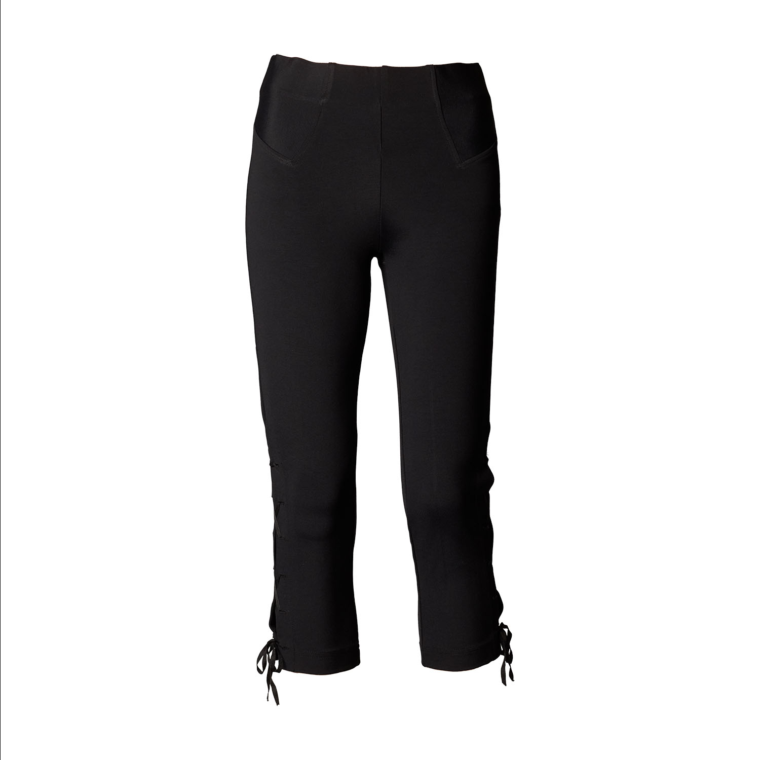 Love And Nostalgia Black Sarah Lace Up Capri Legging