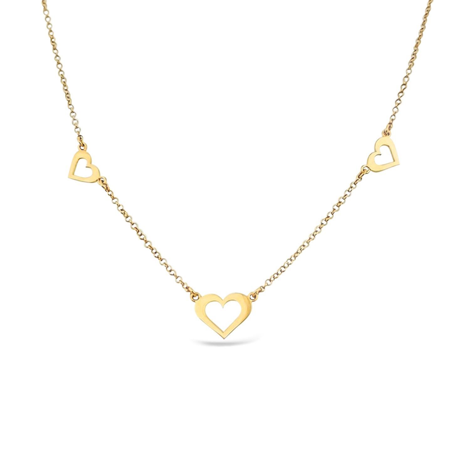 Women’s Three Open Hearts Necklace - Gold Lutiro