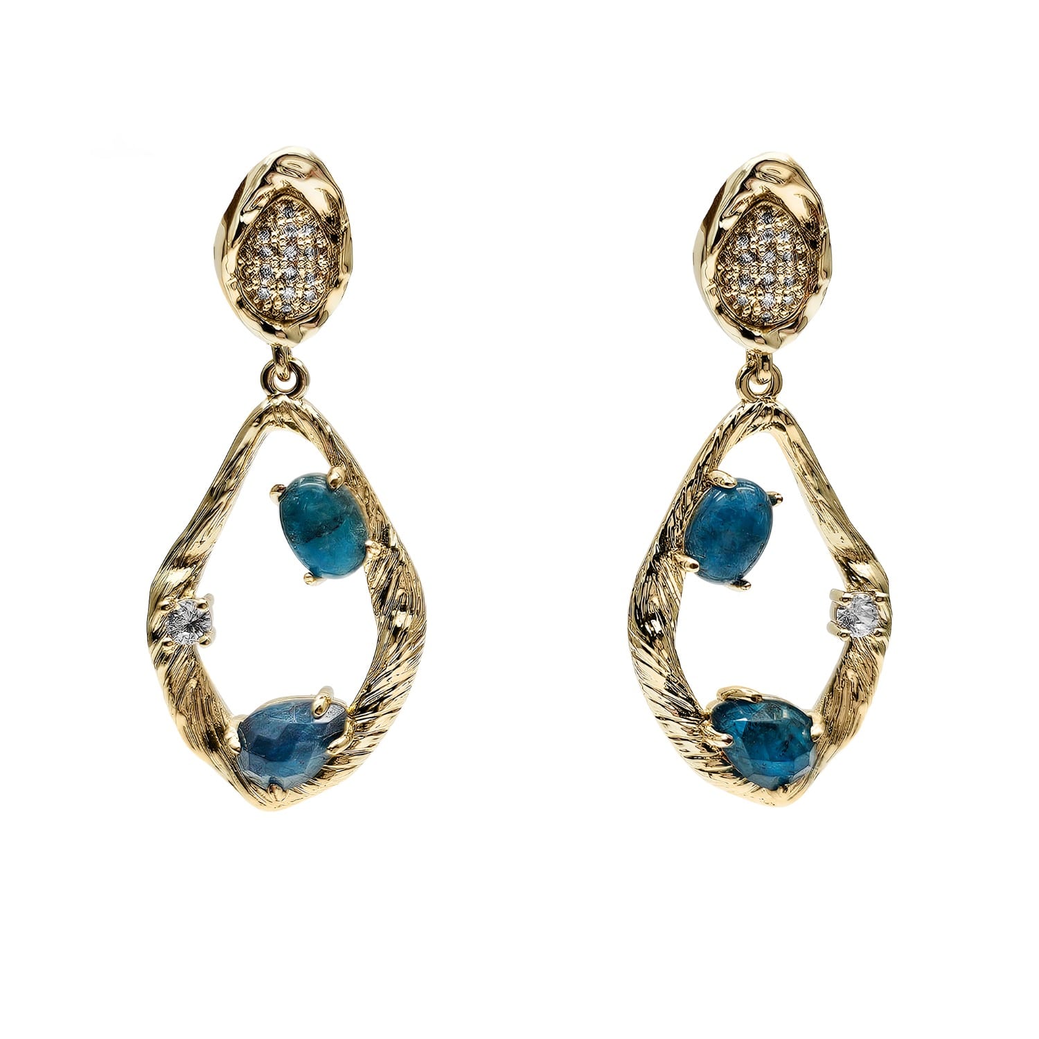 Farra Women's Blue Apatite Adorned Statement Earrings