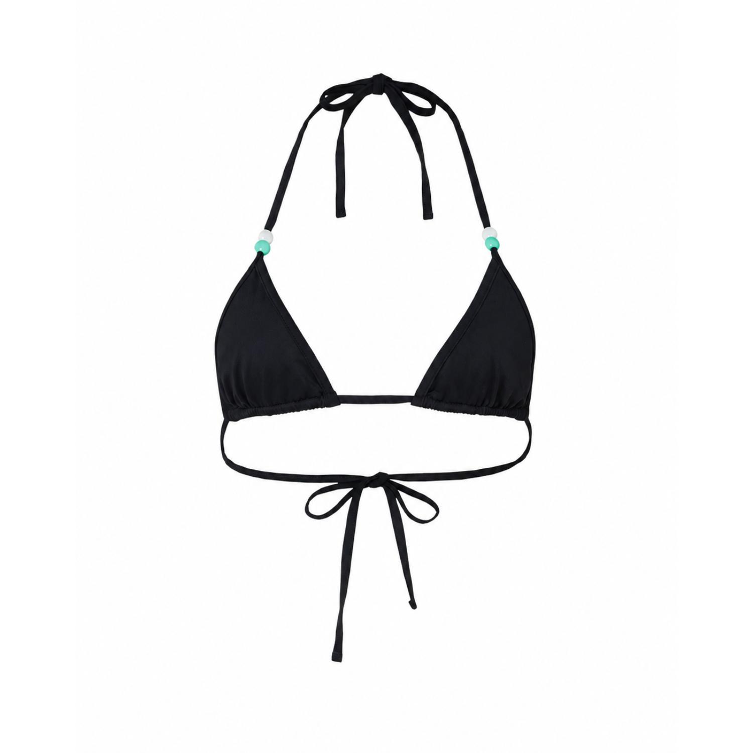 Women's Iso Black Beaded Triangle Bikini Top | Extra Large | Par Y Escala