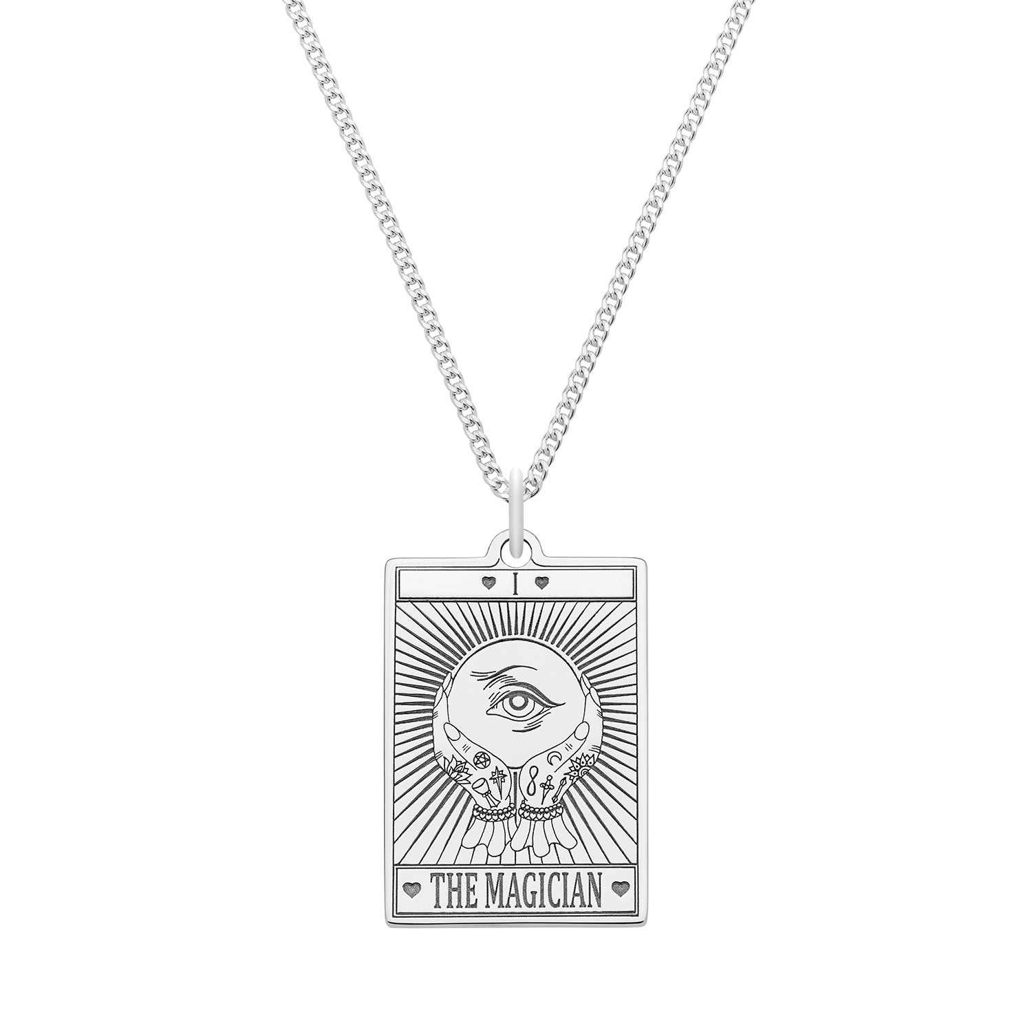 Cartergore Women's Small Sterling Silver “the Magician” Tarot Card Necklace In Silver