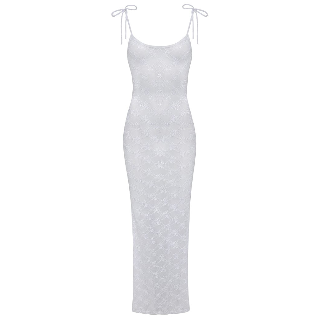 Montce Swim Women's White Bows Lace Sheeth Dress In White