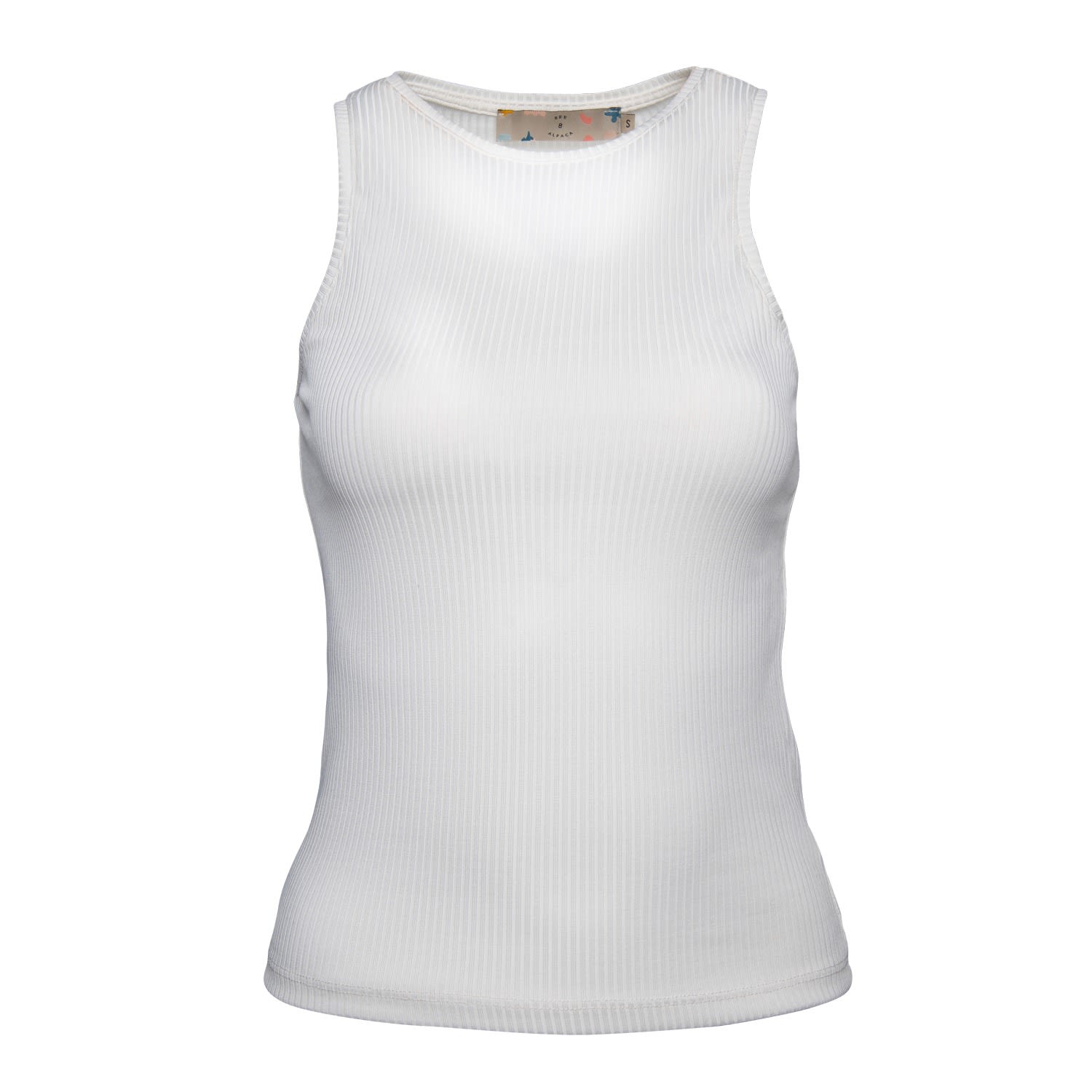 Women’s Ribbed Tank Top - White Small Bee & Alpaca