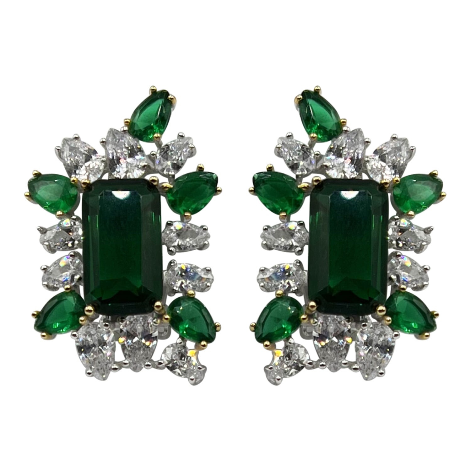 Women’s Green Emerald Sterling Silver Octagon Clip On Earrings Michael Nash Jewelry