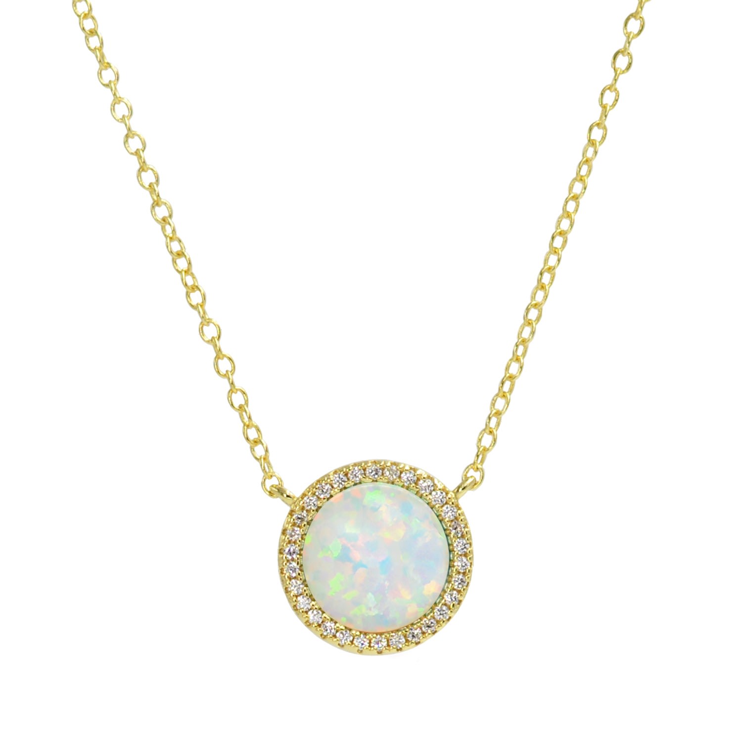 Women’s Beacon Opal Circle Necklace With Crystals - White Kamaria