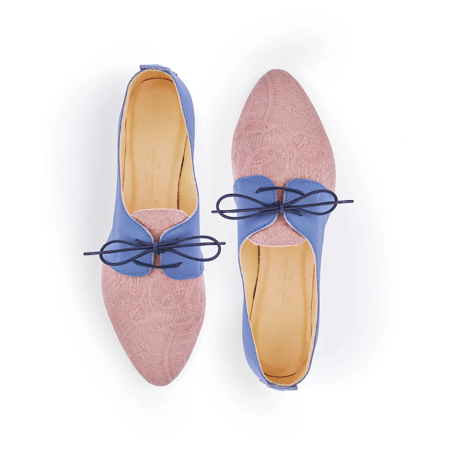 Mandragora Design Women's Hanna Denim Blue & Nude Oxford Shoes In Blue/brown