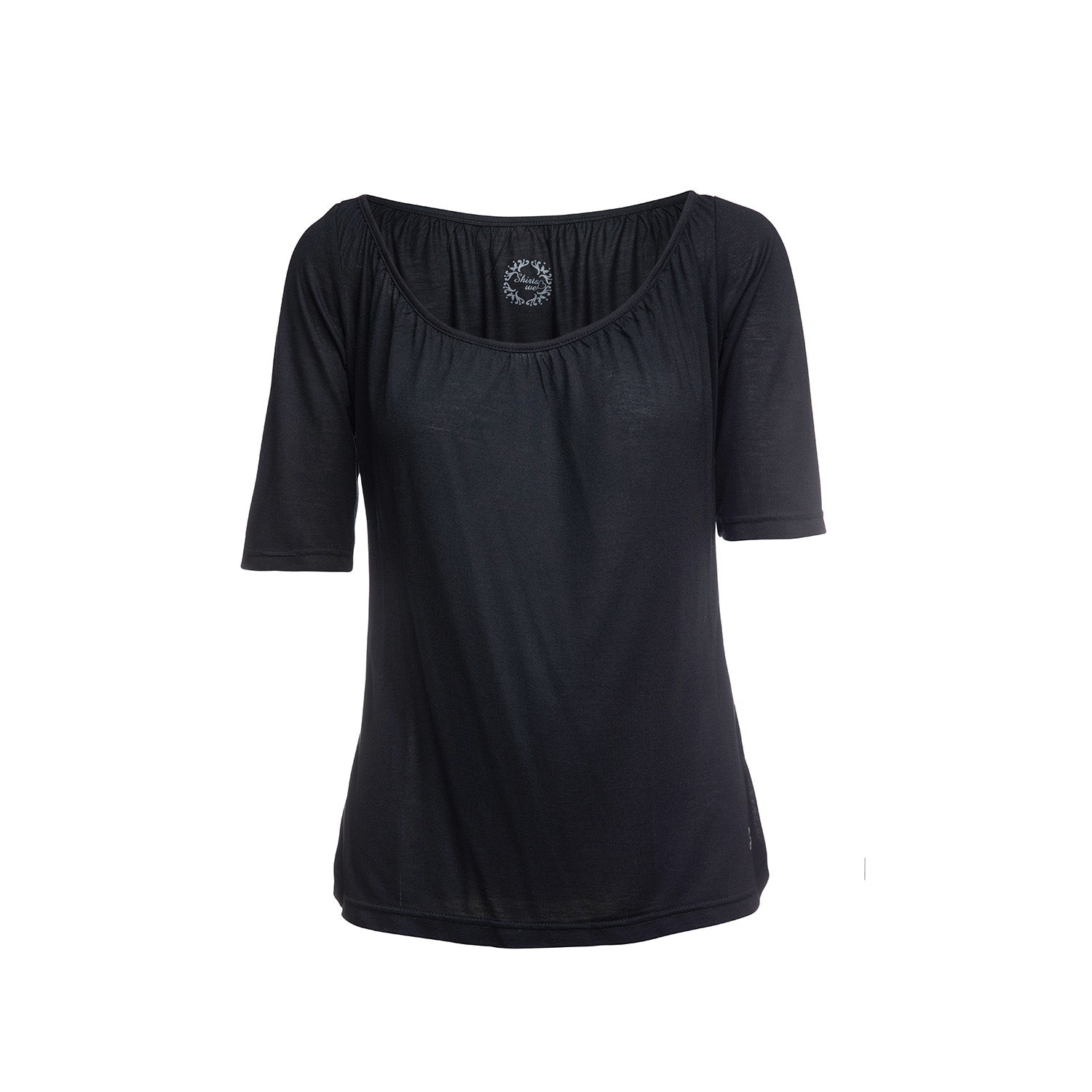 Conquista Women's Short Sleeve Black Top In Black