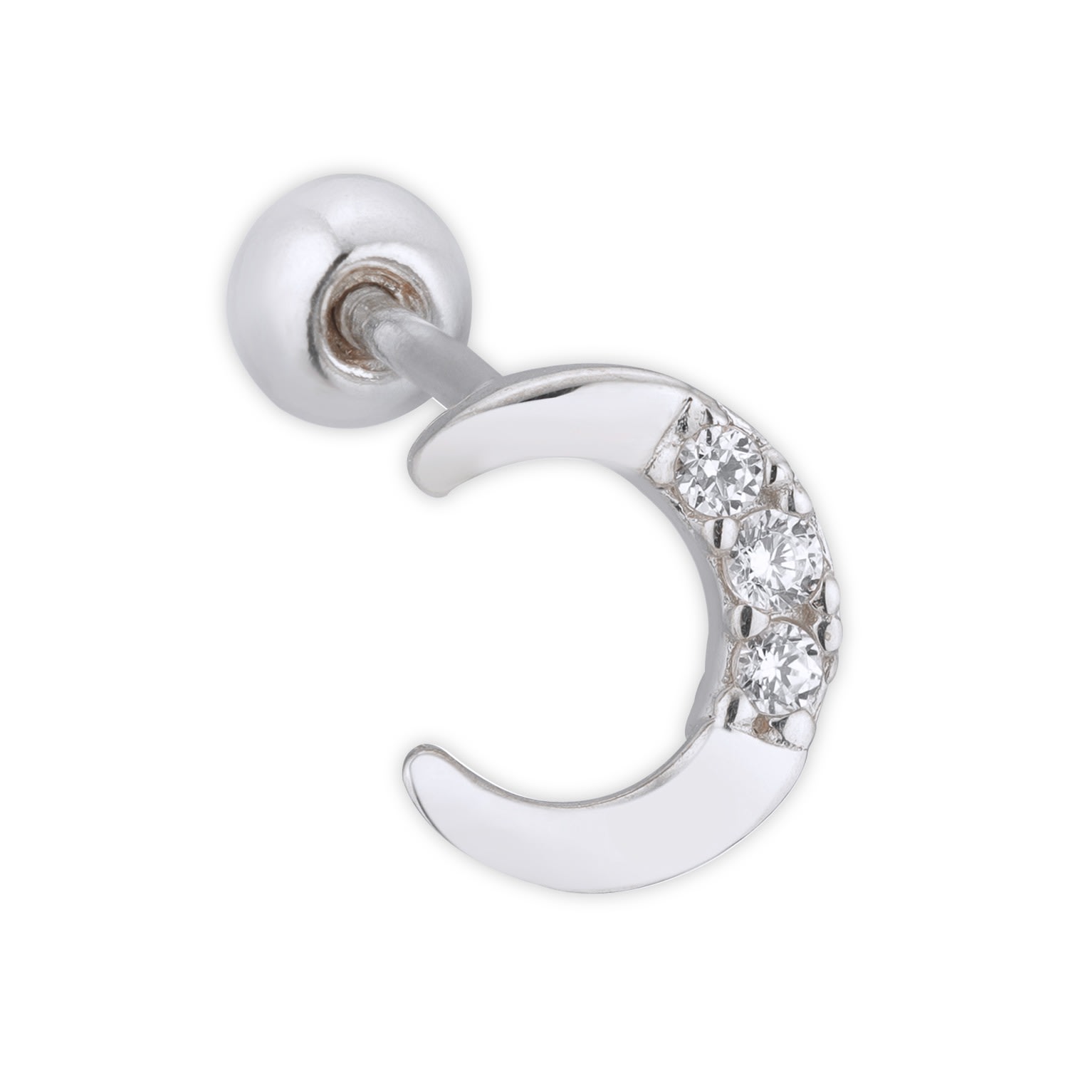 Women’s Moonlight Charm Single Silver Stud Earring Frida & Florence