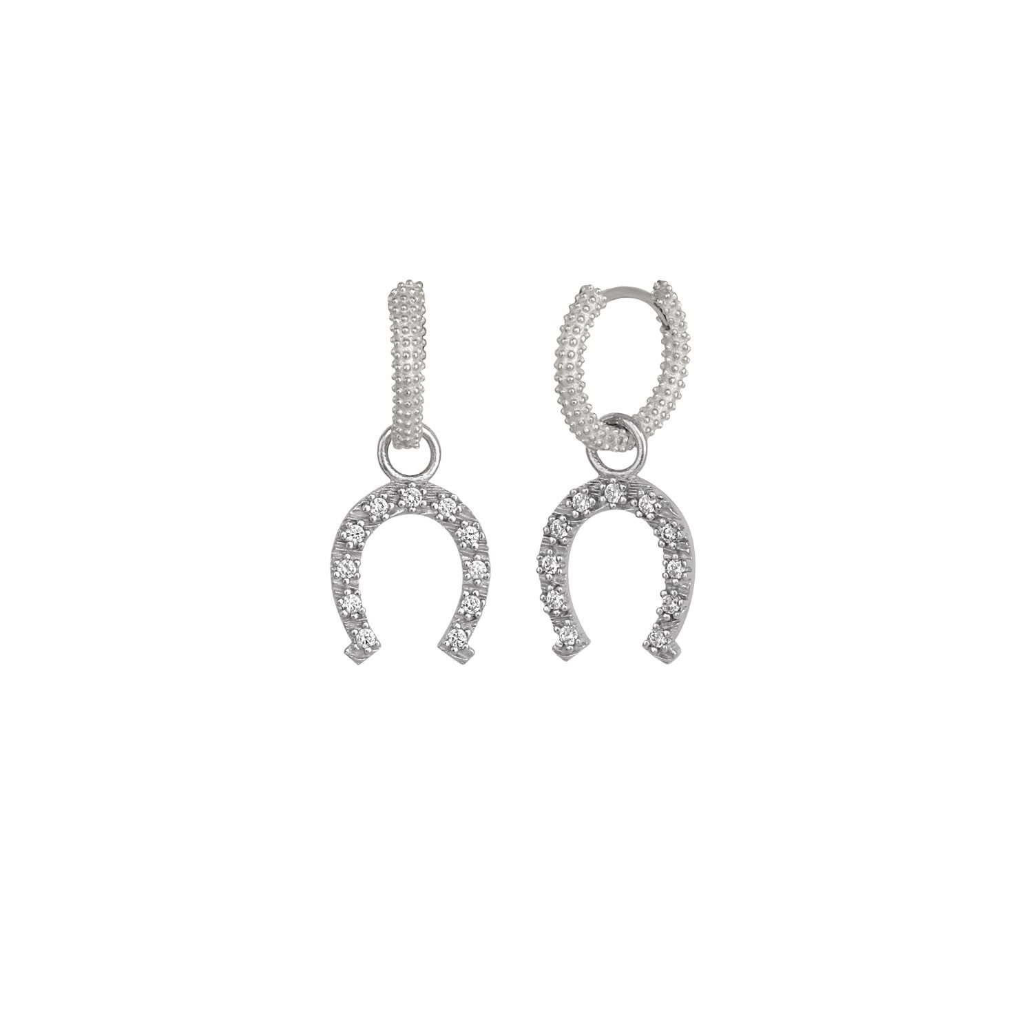 Spero London Women's Silver Hoop Sterling Silver Horseshoe Equestrian Earring - Silver In Metallic