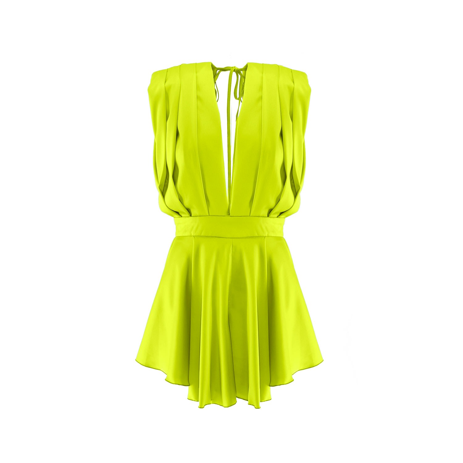 Bluzat Women's Neon Green Mini Draped Jumpsuit In Green