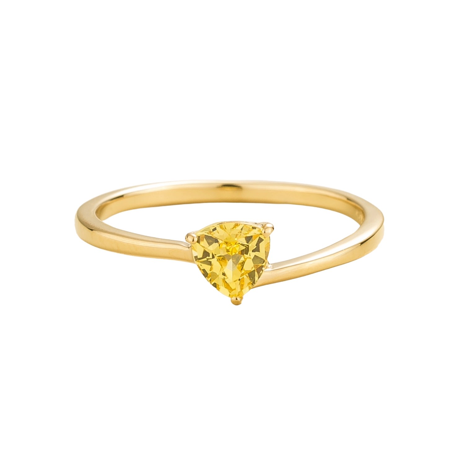 Women’s Gold / Yellow / Orange Trillion Ring In Yellow Sapphire Set In Gold Juvetti