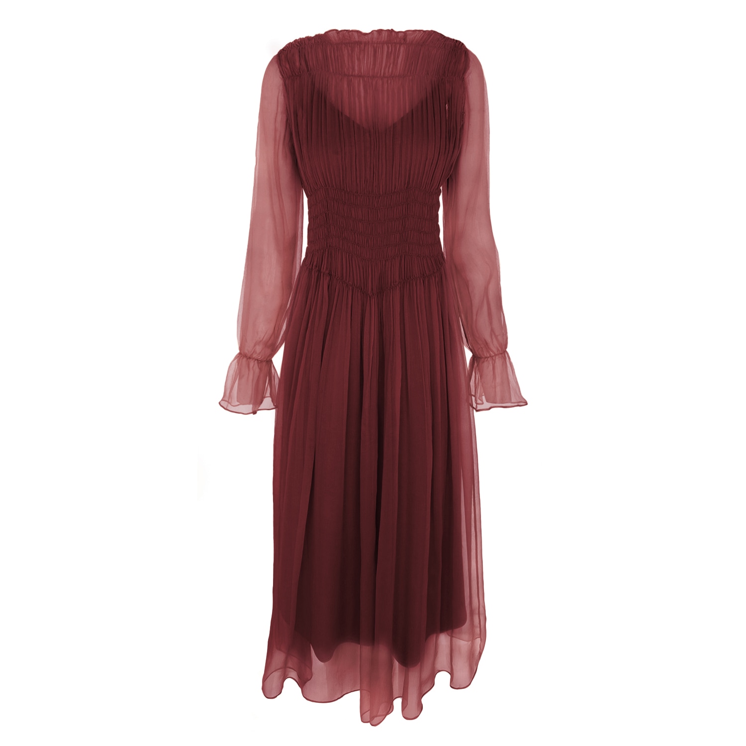 Women’s Red Layana Midi Burgundy Silk Dress Medium Framboise