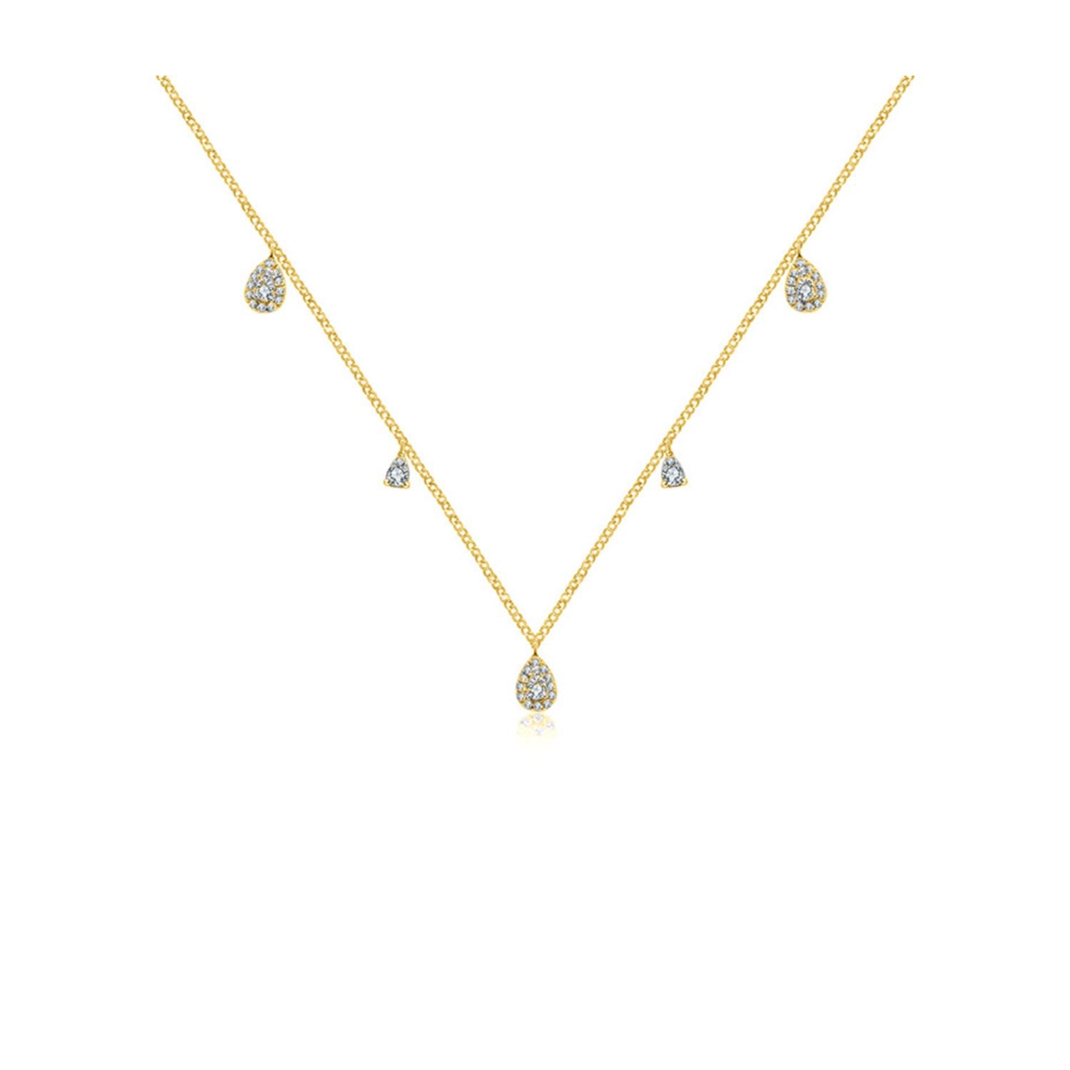 Women's 18K Yellow Gold Drop Shape Diamond Necklace / Choker | Genevieve Collection